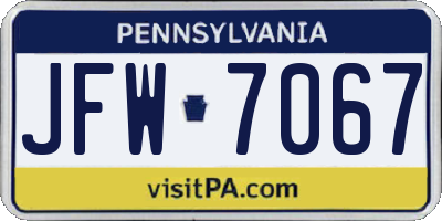 PA license plate JFW7067