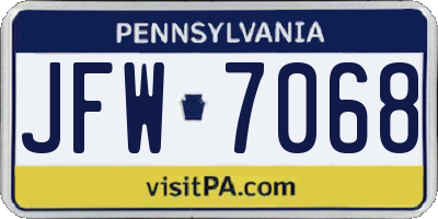 PA license plate JFW7068