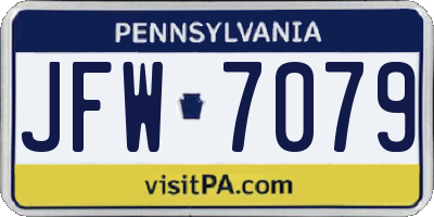 PA license plate JFW7079