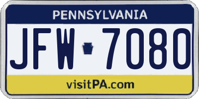 PA license plate JFW7080