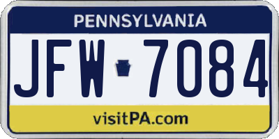 PA license plate JFW7084