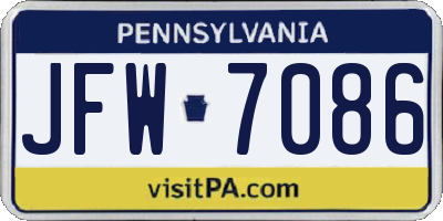 PA license plate JFW7086