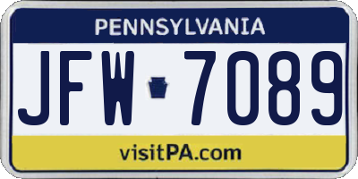 PA license plate JFW7089