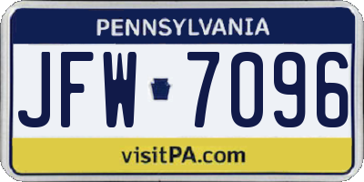 PA license plate JFW7096