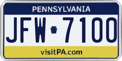 PA license plate JFW7100