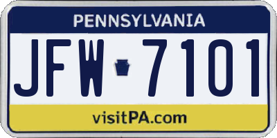 PA license plate JFW7101