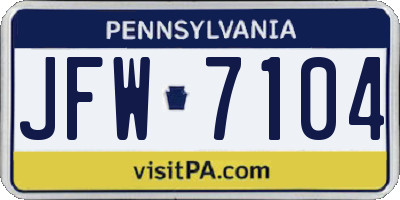PA license plate JFW7104