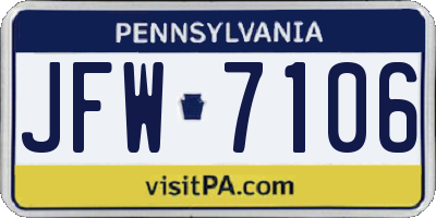 PA license plate JFW7106