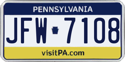 PA license plate JFW7108
