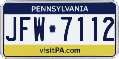 PA license plate JFW7112