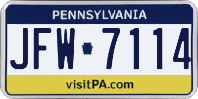 PA license plate JFW7114