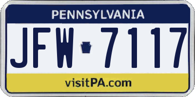 PA license plate JFW7117