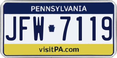PA license plate JFW7119