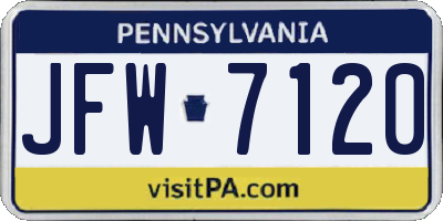 PA license plate JFW7120