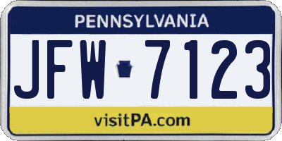 PA license plate JFW7123