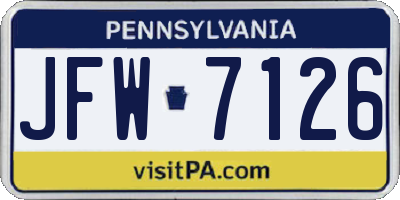 PA license plate JFW7126
