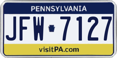PA license plate JFW7127