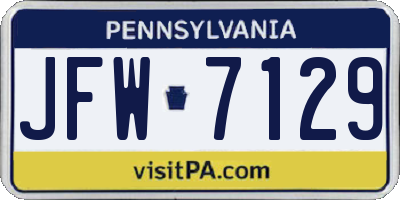 PA license plate JFW7129