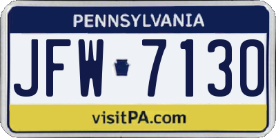 PA license plate JFW7130