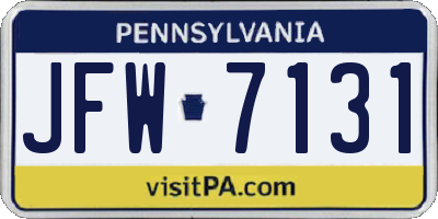 PA license plate JFW7131