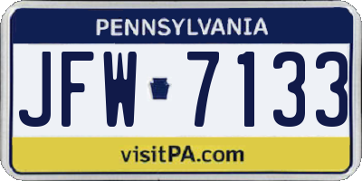 PA license plate JFW7133