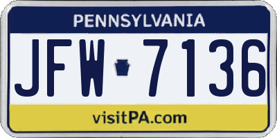 PA license plate JFW7136