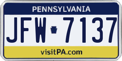 PA license plate JFW7137