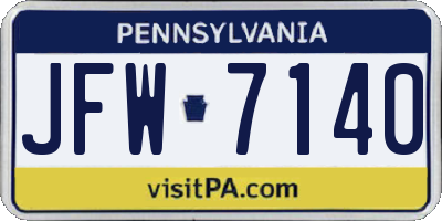 PA license plate JFW7140