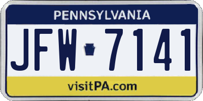 PA license plate JFW7141