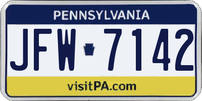 PA license plate JFW7142
