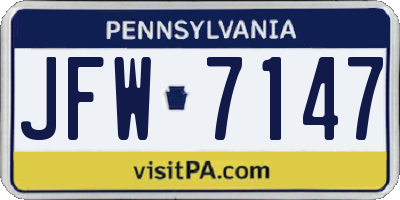 PA license plate JFW7147
