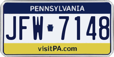 PA license plate JFW7148
