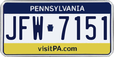 PA license plate JFW7151