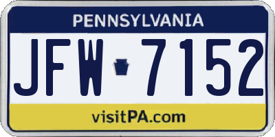 PA license plate JFW7152