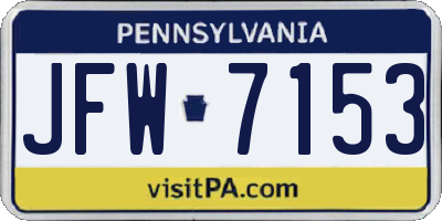 PA license plate JFW7153