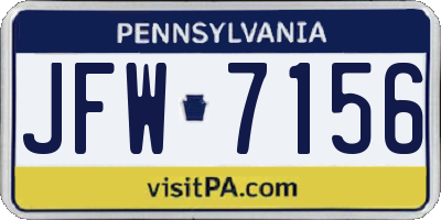 PA license plate JFW7156