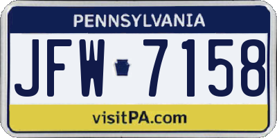 PA license plate JFW7158