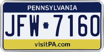 PA license plate JFW7160