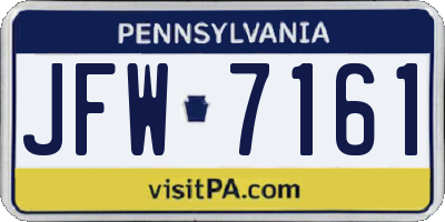 PA license plate JFW7161