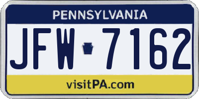 PA license plate JFW7162