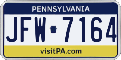 PA license plate JFW7164