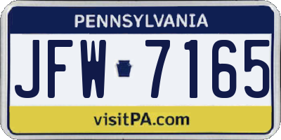 PA license plate JFW7165
