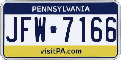 PA license plate JFW7166
