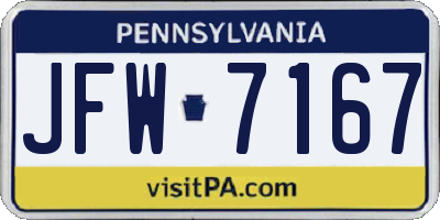 PA license plate JFW7167