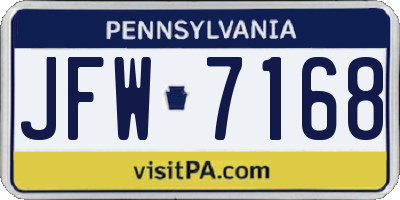 PA license plate JFW7168