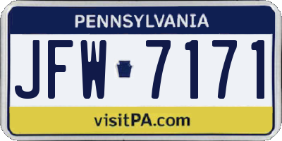 PA license plate JFW7171
