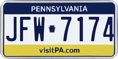 PA license plate JFW7174