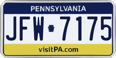 PA license plate JFW7175
