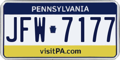 PA license plate JFW7177