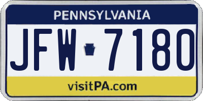 PA license plate JFW7180